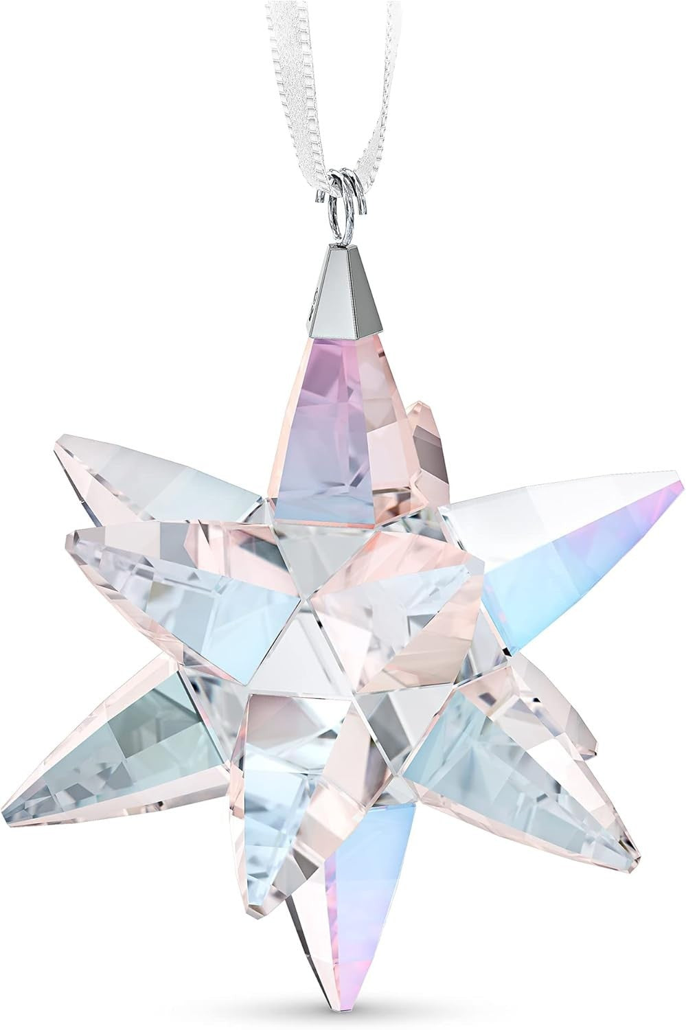 Shimmer Crystal Star Ornament Medium Clear Faceted Hanging Decoration Gift