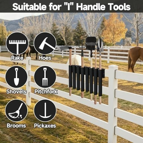 8-Hole Truck Shovel Holder 40.5x5x35.5cm Heavy-Duty Tool Rack Organizer