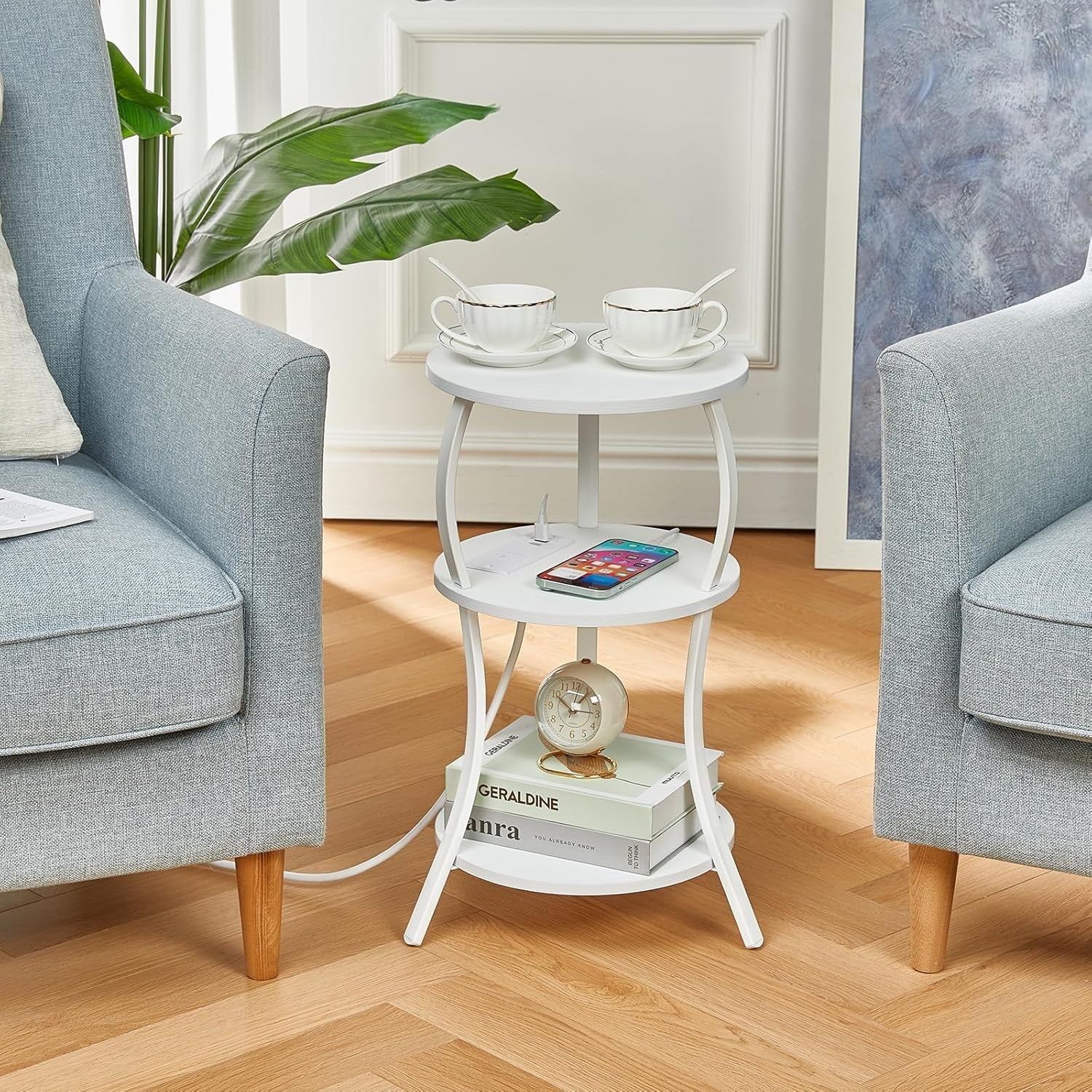 3-Tier Round Side Table with Storage Shelves – Sturdy, Stylish & Space-Saving