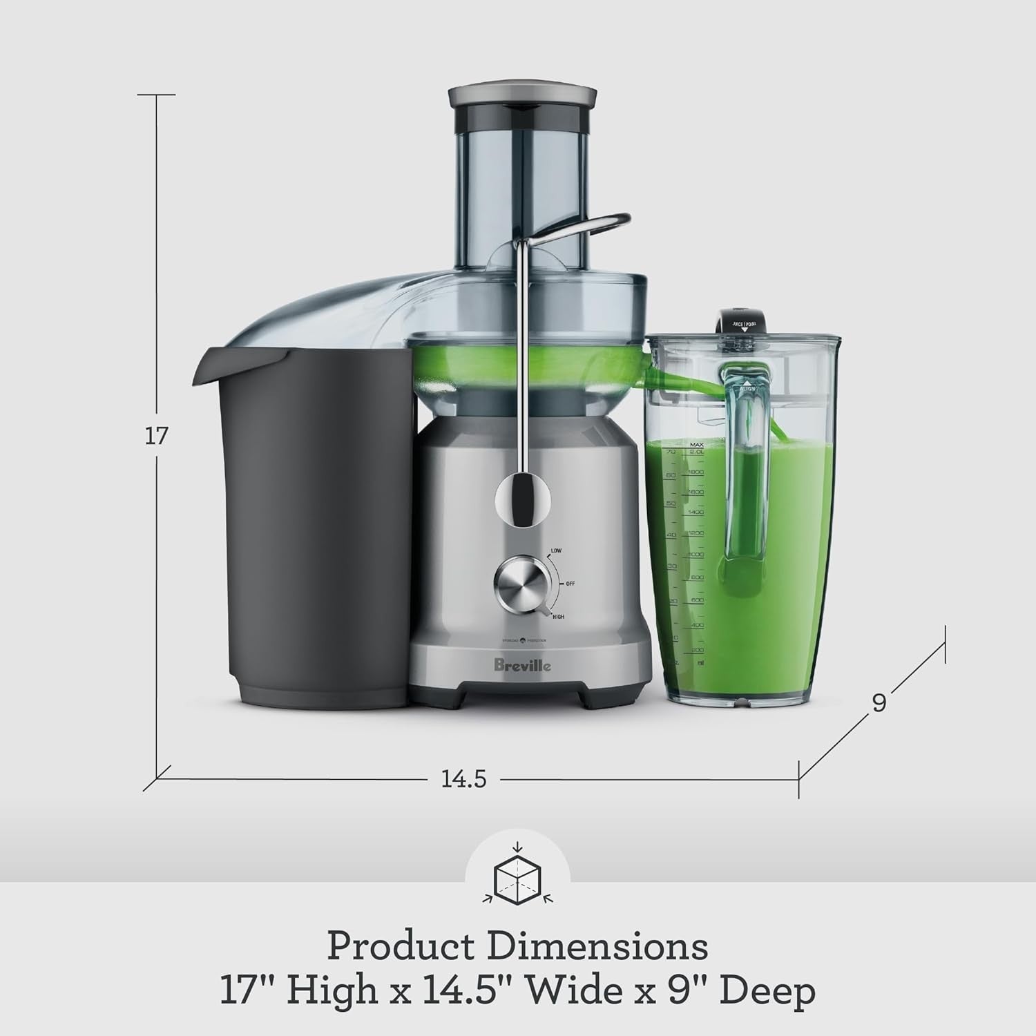 Cold Spin Juicer 850W Wide 3in Feed Chute Whole Fruit 2L Jug
