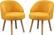 Set of 2 Yellow Linen Tub Chairs Lounge Side Armchairs