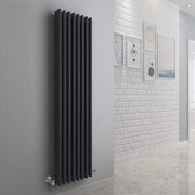 Anthracite Triple Column Vertical Radiator 1500x380mm Cast Iron Style