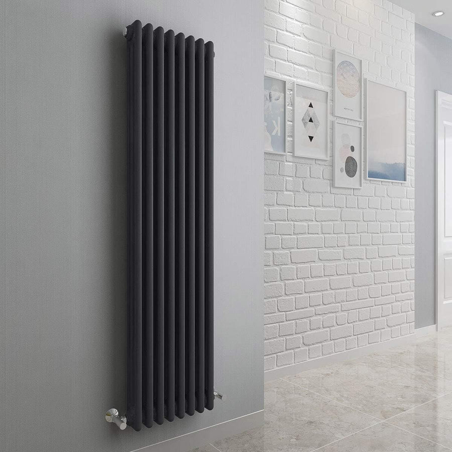 Anthracite Triple Column Vertical Radiator 1500x380mm Cast Iron Style