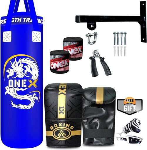 5ft Filled Boxing Punch Bag Adult Training Set Gloves Chain Bracket