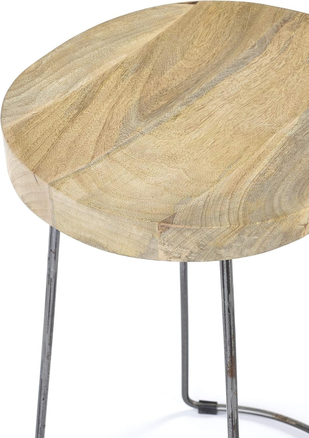 Designer Kitchen Bar Stool | Gun Metal Frame Wood Seat 70cm High