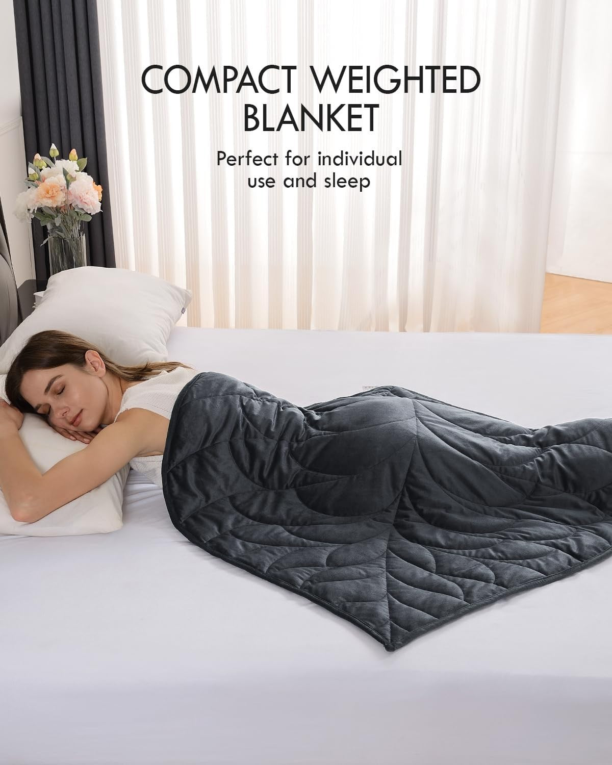 Soft Weighted Lap Blanket 5lbs Velvet Gray Travel Stress Relief Leaf Design