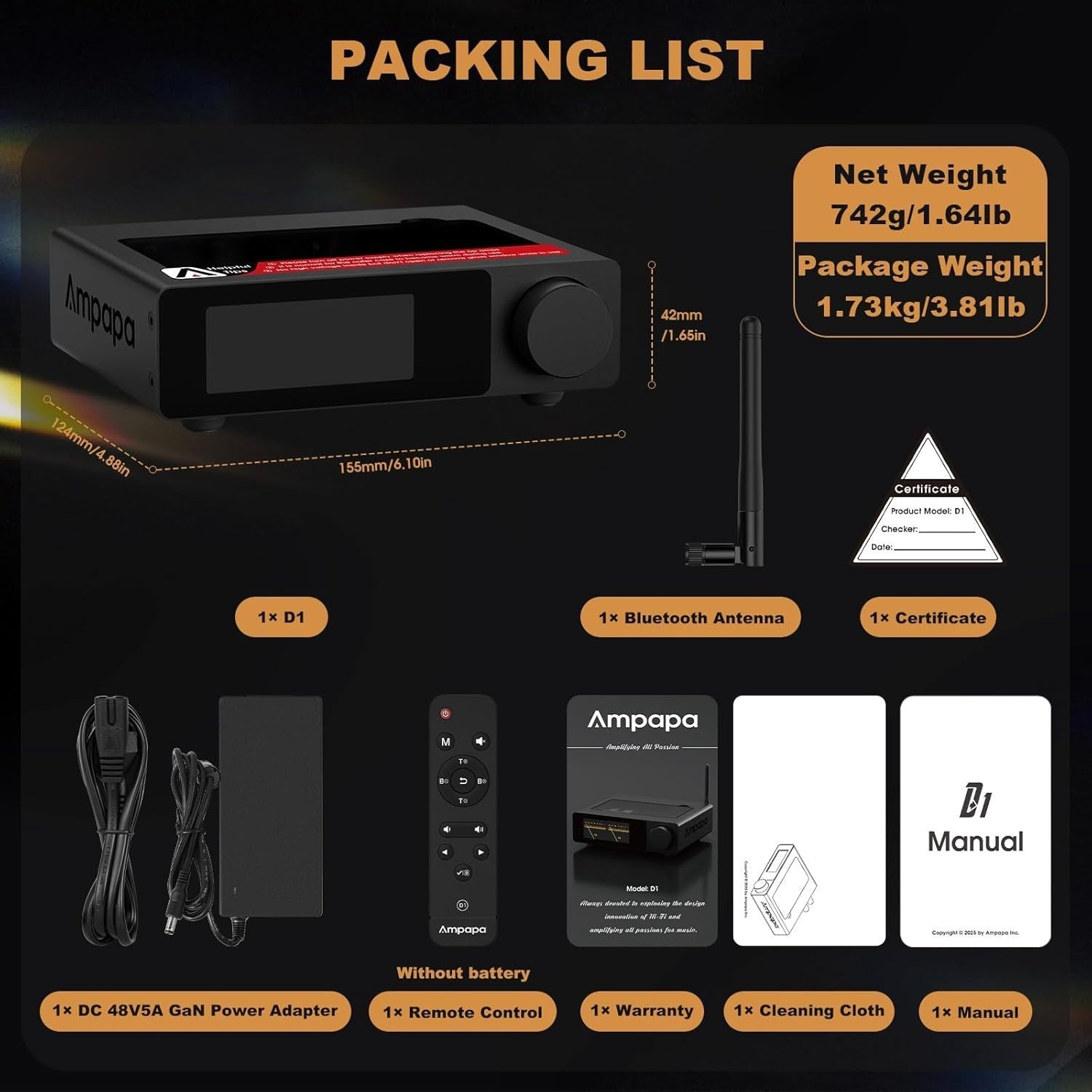 300W x2 Bluetooth 5.2 Stereo Amplifier HiFi 2.1 HPF