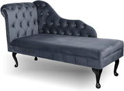 Grey Velvet Tufted Chaise Lounge Sofa – Handmade, Durable & Stylish Seat