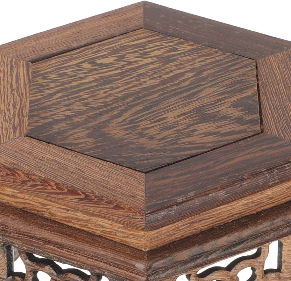 Wood Plant Stand Oriental Pedestal Display Table Vase Base Antique Decor