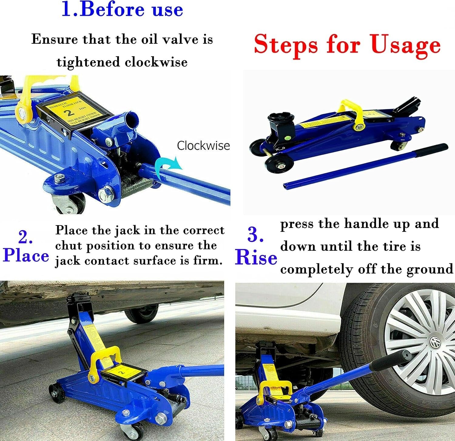 2 Ton Hydraulic Trolley Jack with Case Heavy Duty Car Lift 135–320mm Blue