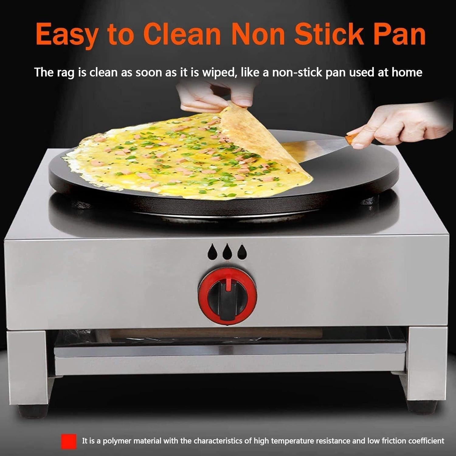 40cm Gas Crepe Maker Commercial Cast Iron Griddle with Spatula extras