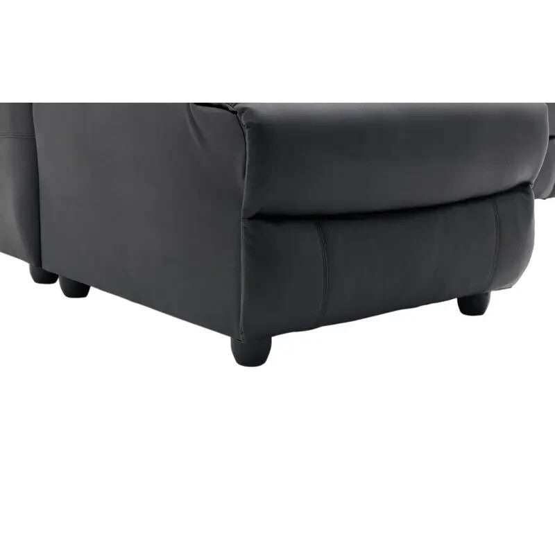 3 Seater Recliner Sofa With Chaise Black Faux Leather Left Recline Couch