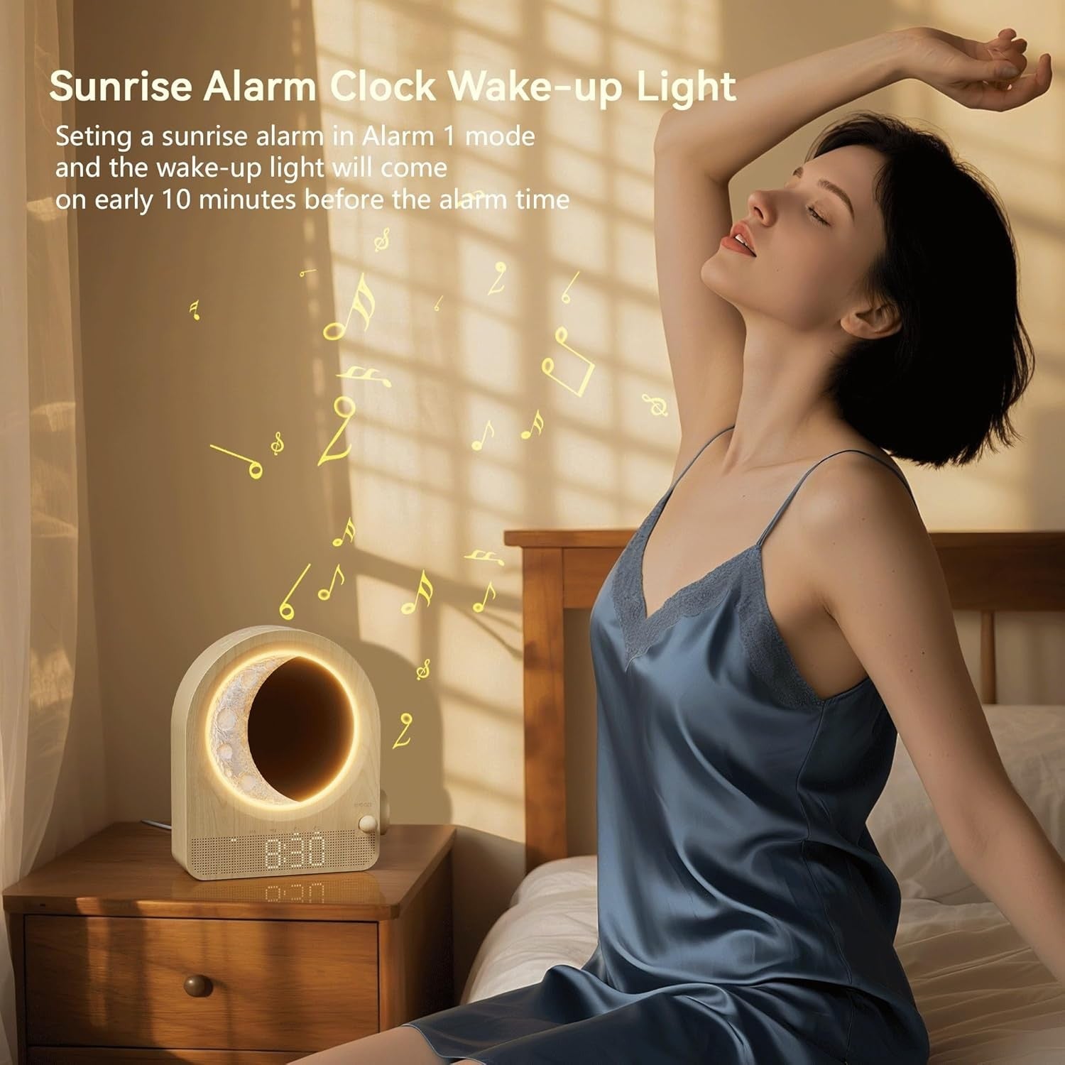 Sunrise Alarm Clock Wake Up Light Touch Night Lamp Dimmable Bedside