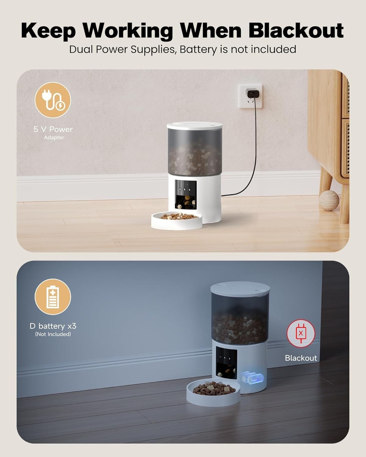 Smart WiFi Pet Feeder 4L App Control Auto Food Dispenser Voice Call