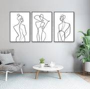 Abstract Woman Line Wall Art Set 3 60x90cm Modern Posters