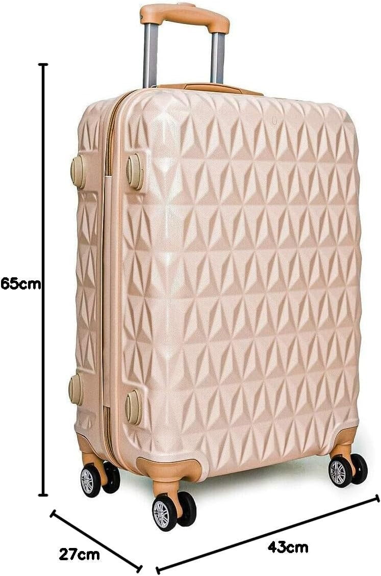 24 Inch Medium Hard Shell Suitcase 4 Spinner Wheels ABS Lock Rose Gold