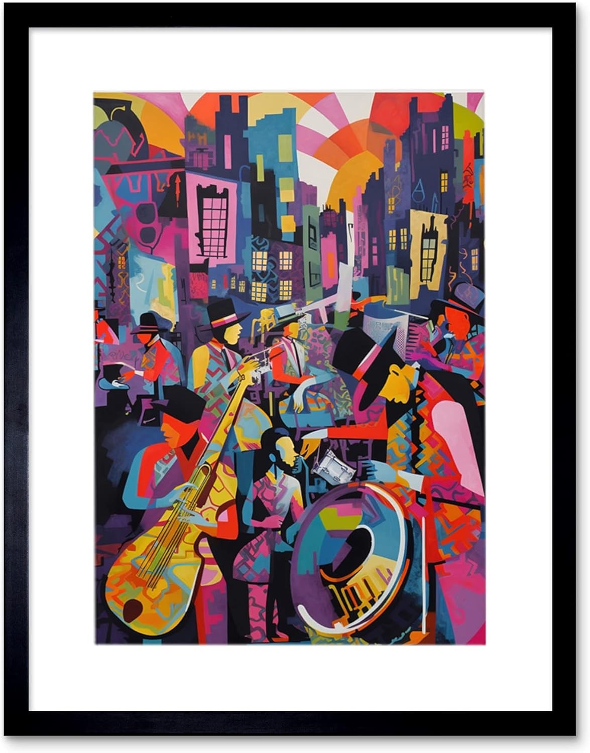Festival Wall Art – Abstract Modern Musicians Print 12x16