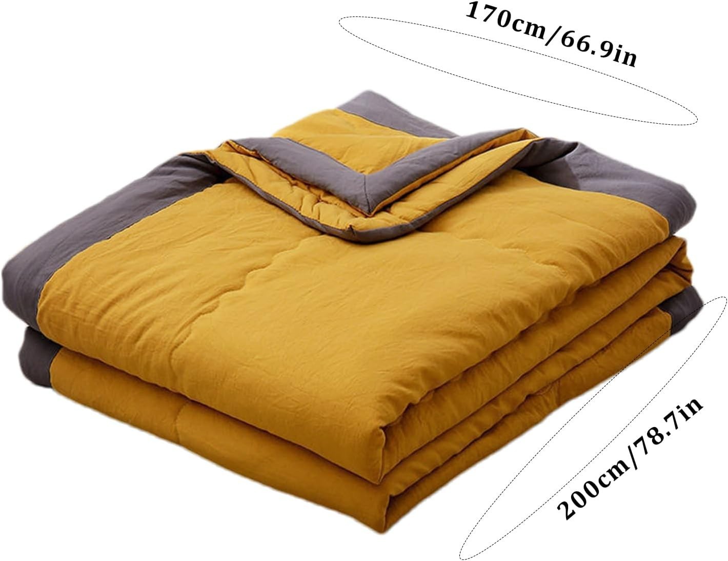 Yellow Cooling Blanket Summer Breathable Lightweight Throw 5.57x6.56ft