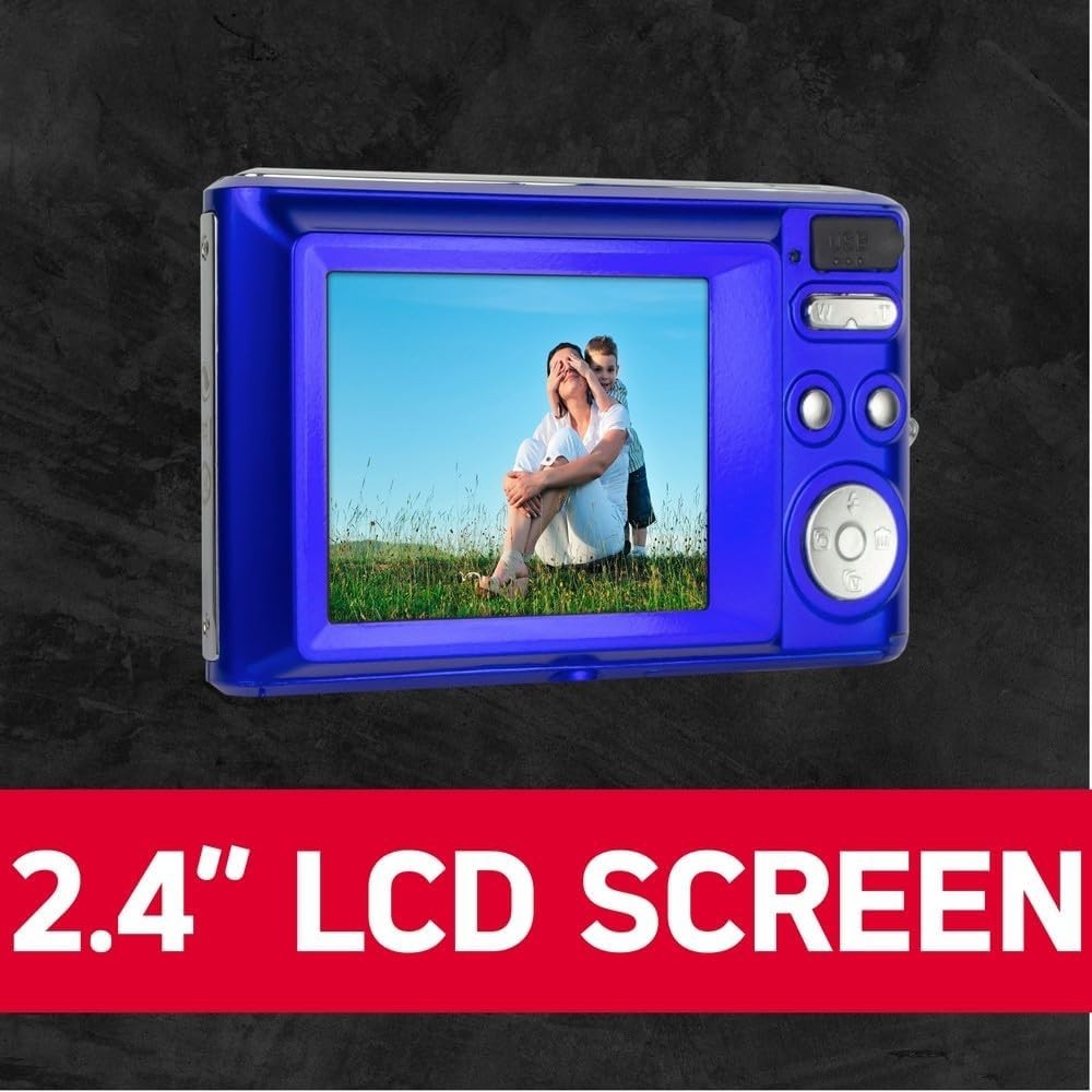 24MP Digital Compact Camera 8X Zoom HD Video LCD Screen Blue