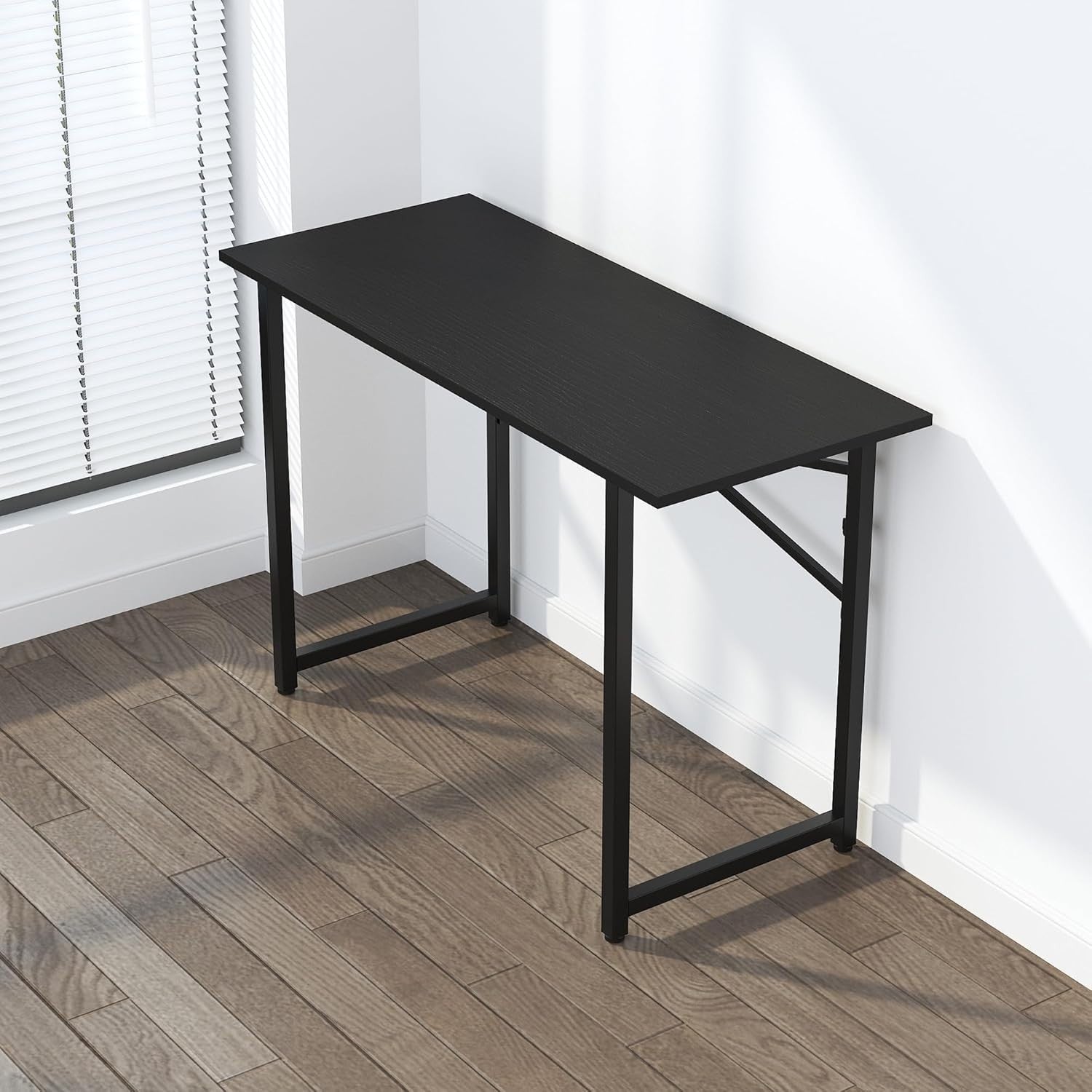 Black Folding Desk 120cm No Assembly Required Home Office Gaming Table