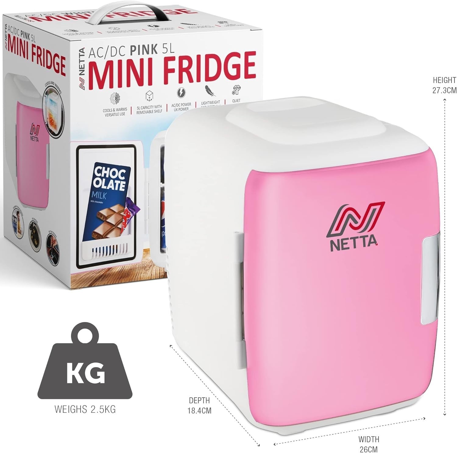 5L Mini Fridge Portable AC/DC Cooler Warmer Car Bedroom Skincare Pink