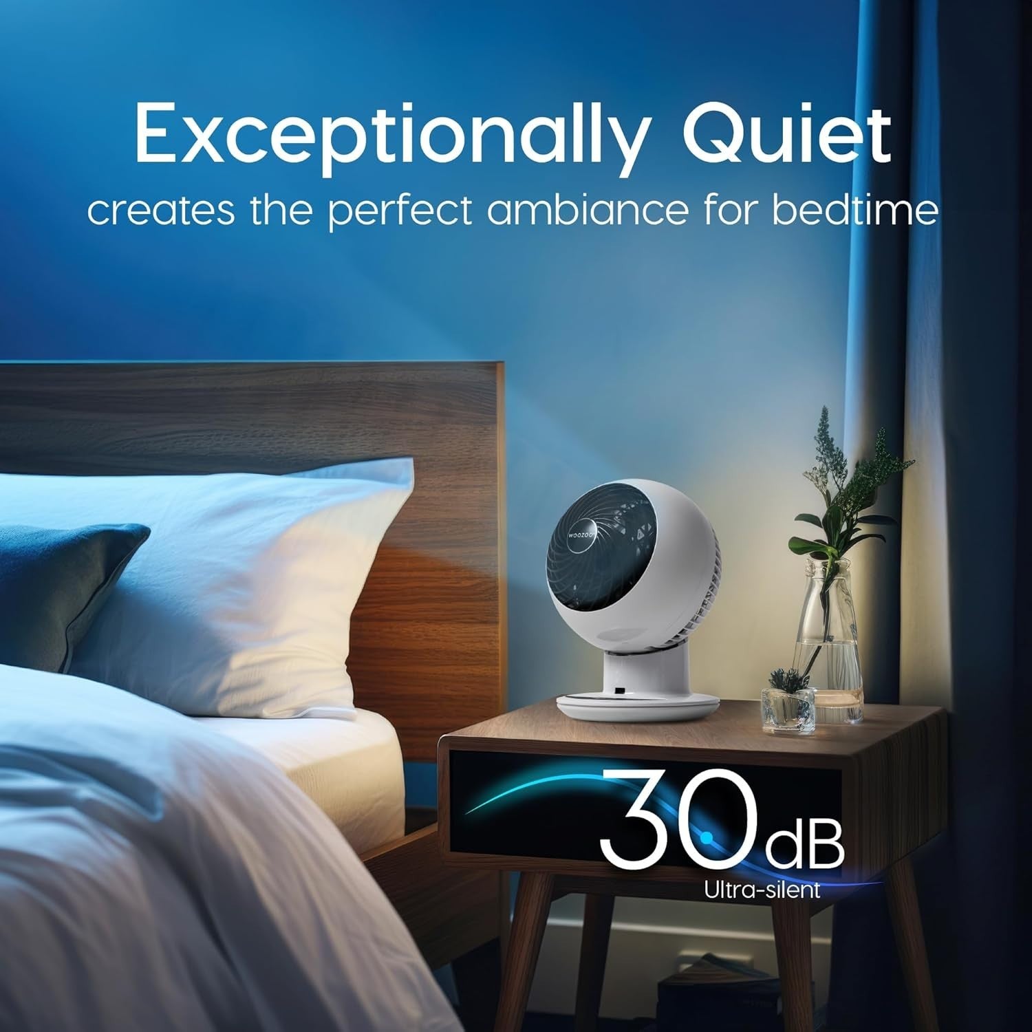 30㎡ Table Fan – 5-Speed Quiet Oscillating Desk Air Circulator w/ Remote Control