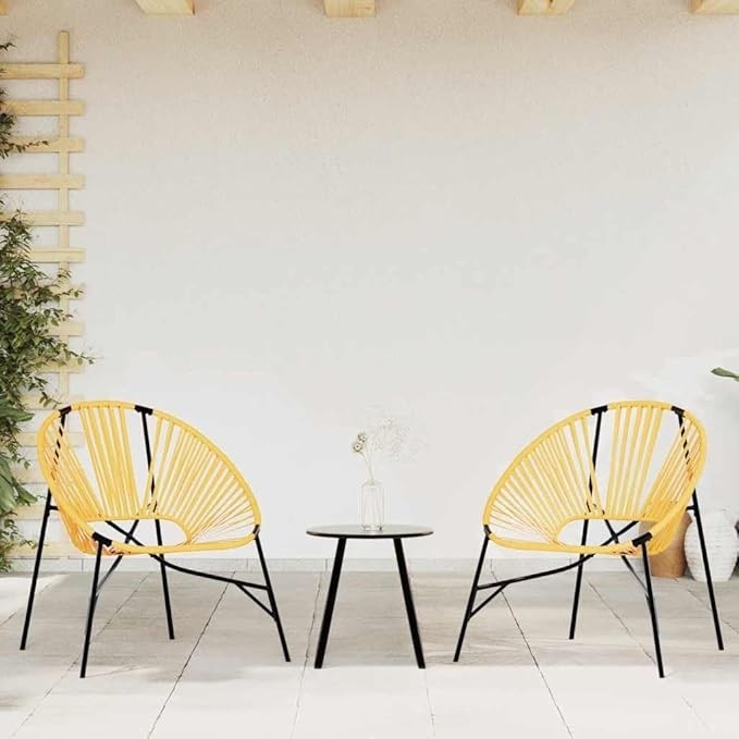 Outdoor Garden Egg Chair Black Yellow Rattan Patio Seat Comfort Durable