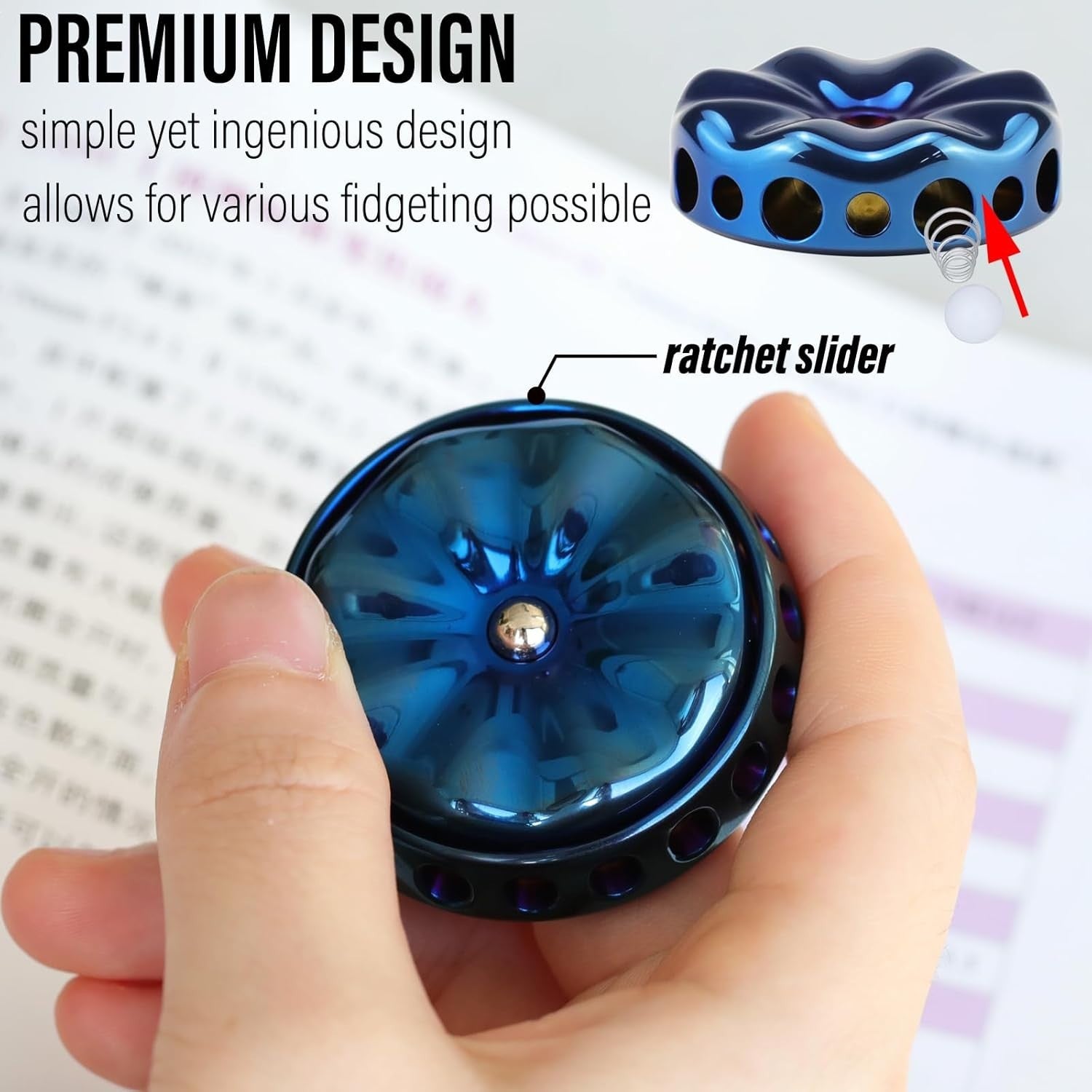 Blue Flower Metal Fidget Spinner Silent DIY Coin Top Slider