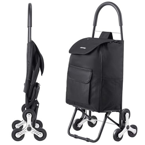 36L Folding Stair Climber Trolley Cart Grocery Laundry Handcart Black