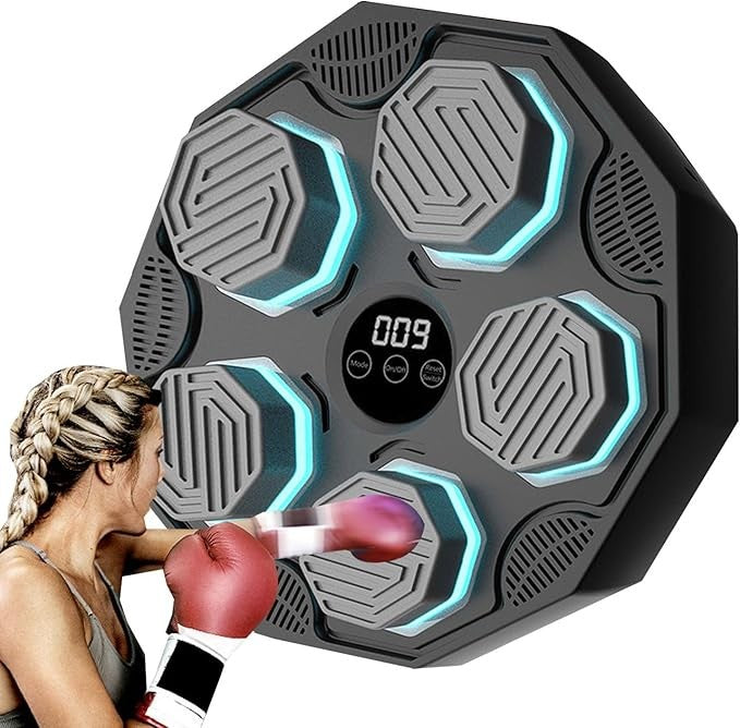 Music Boxing Machine Wall Mount Bluetooth LED Punch Trainer Home Gym Fitness