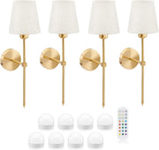 8-Light LED Wall Lamp Set, Wireless, Dimmable, Rechargeable + Remote