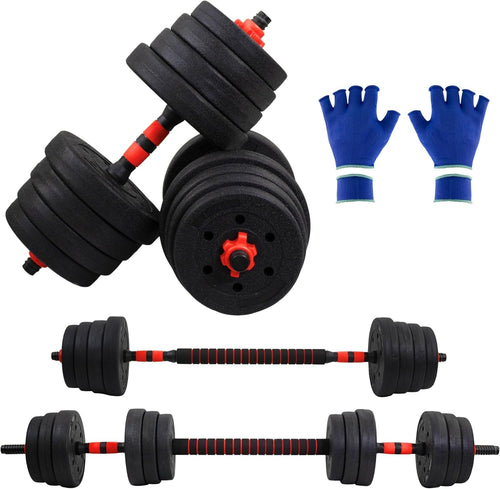 Adjustable Dumbbells 20kg or 30kg 2-in-1 Barbell Set Non Slip Home Gym