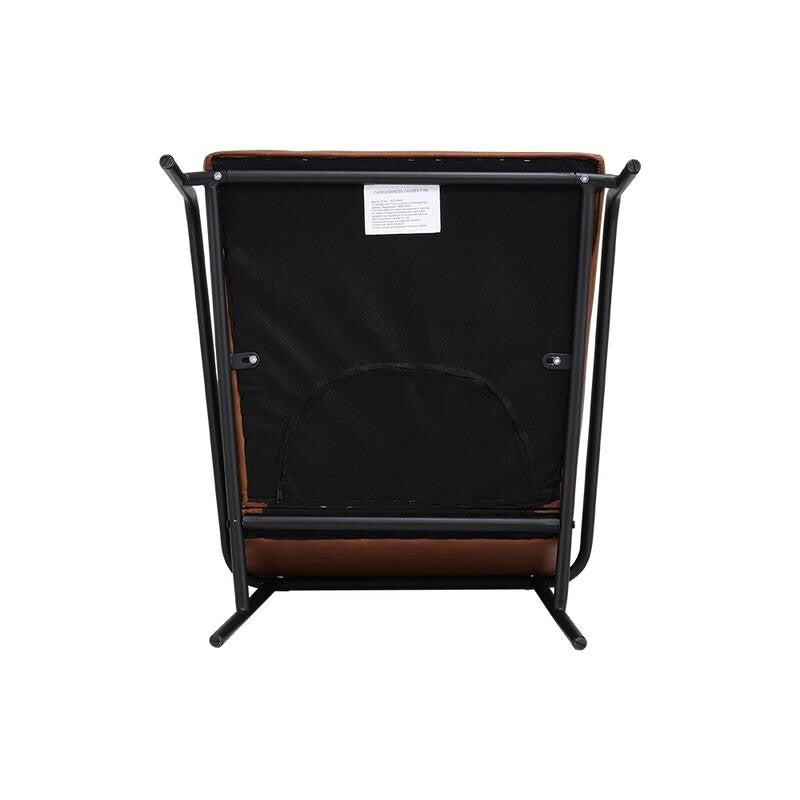 Tan PU Leather Accent Armchair Deep Seat Black Metal Frame Modern