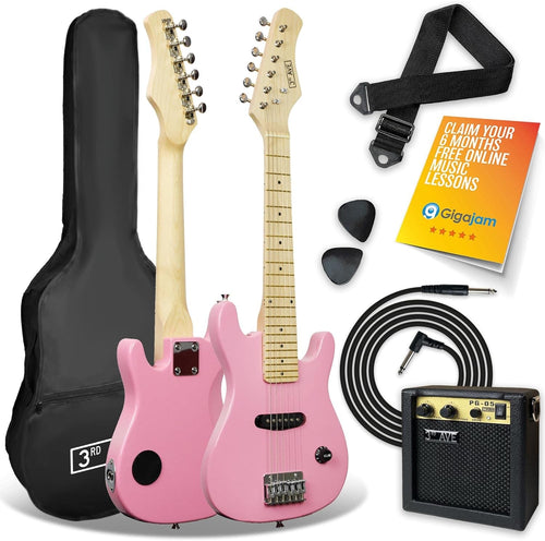 Kids 1/4 Size Electric Guitar Starter Kit Amp Bag Pink