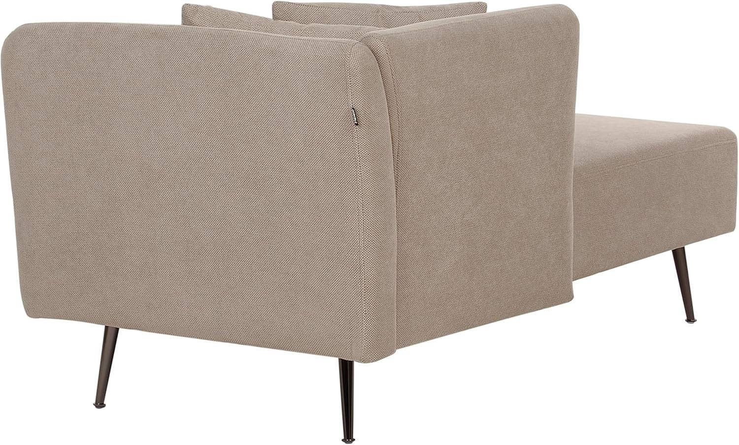 Beige Fabric Chaise Lounge Sofa | Right Hand, Cushions, Metal Legs, 77cm Deep