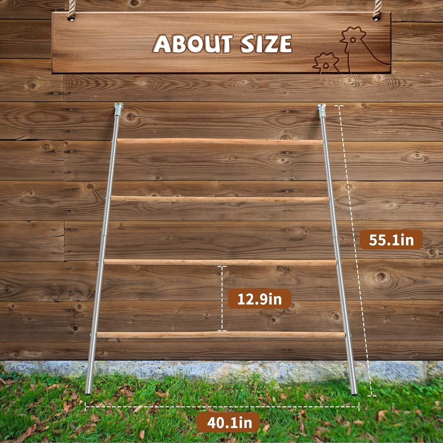 Chicken Roosting Ladder Perch 55.1x41.1in Wood Metal