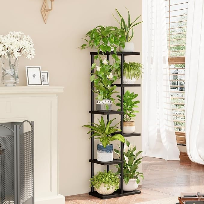 6 Tier Metal Plant Stand Indoor Tall Corner Shelf for Multiple Plants Balcony