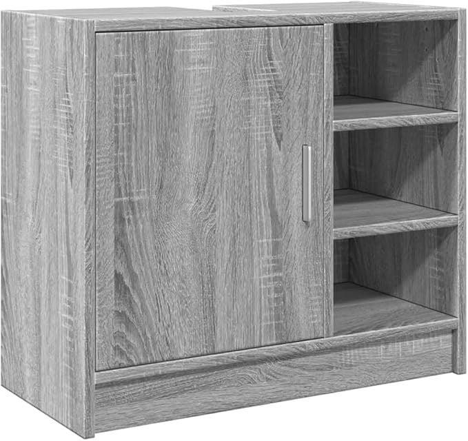 Grey Sonoma Bathroom Sink Cabinet 63cm Modern Storage Cupboard with Shelves