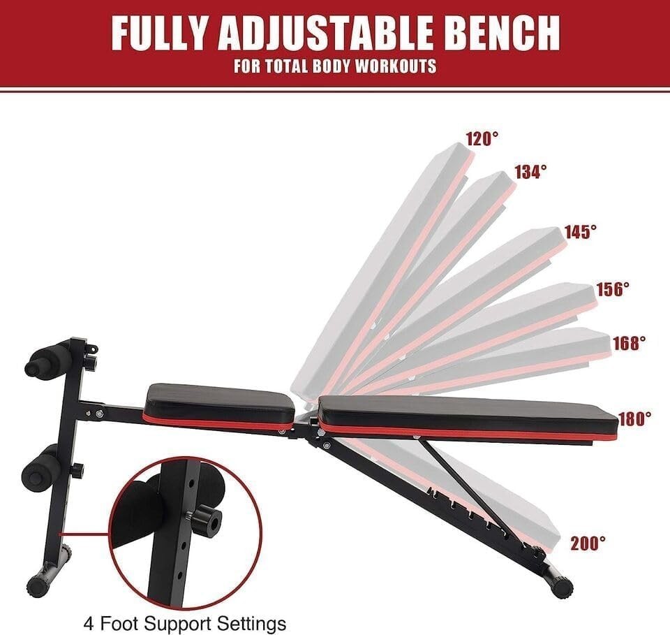 Foldable Adjustable Dumbbell Bench 200kg Incline Home Gym Trainer