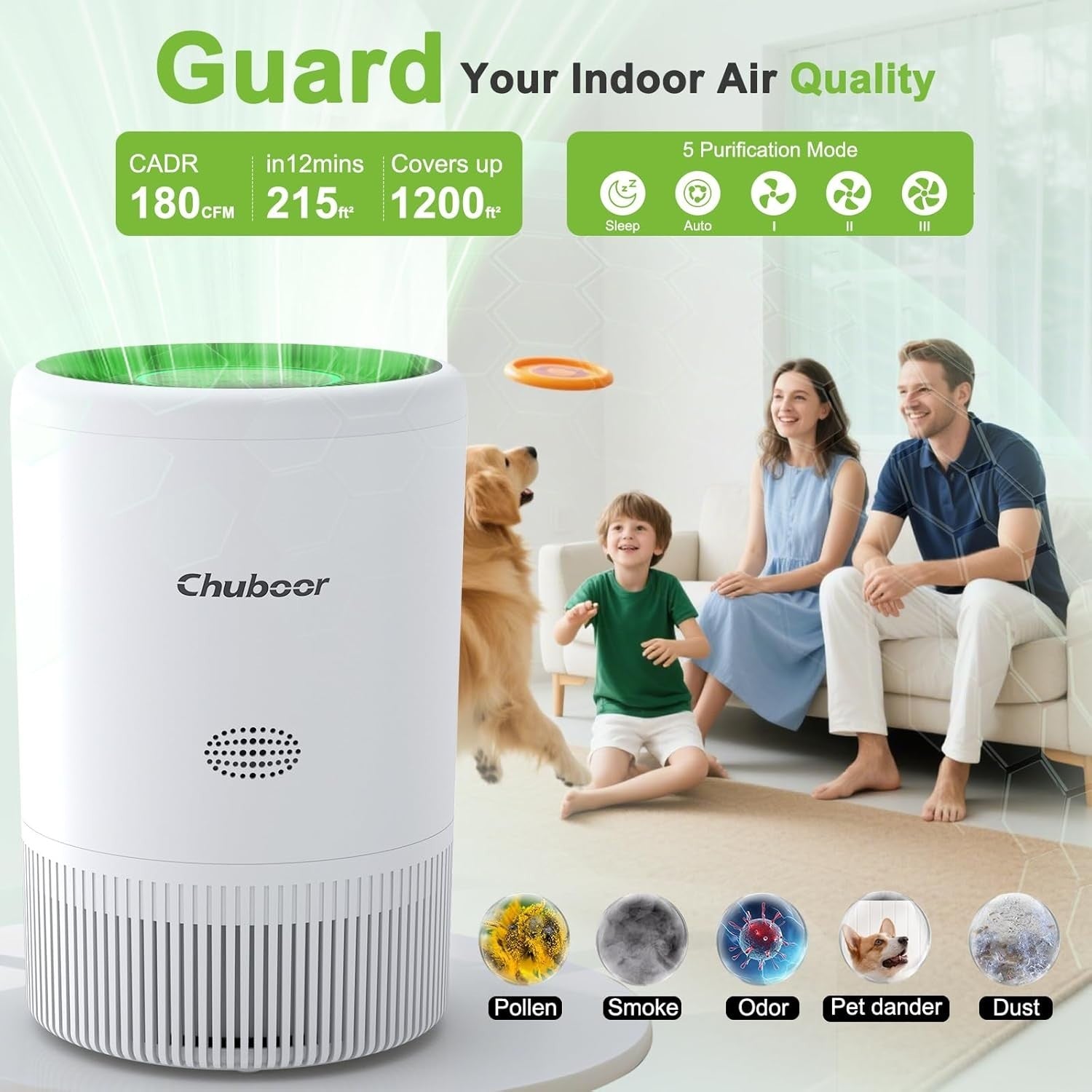 WiFi HEPA Air Purifier for Pets PM2.5 Auto Sleep Mode Large Room