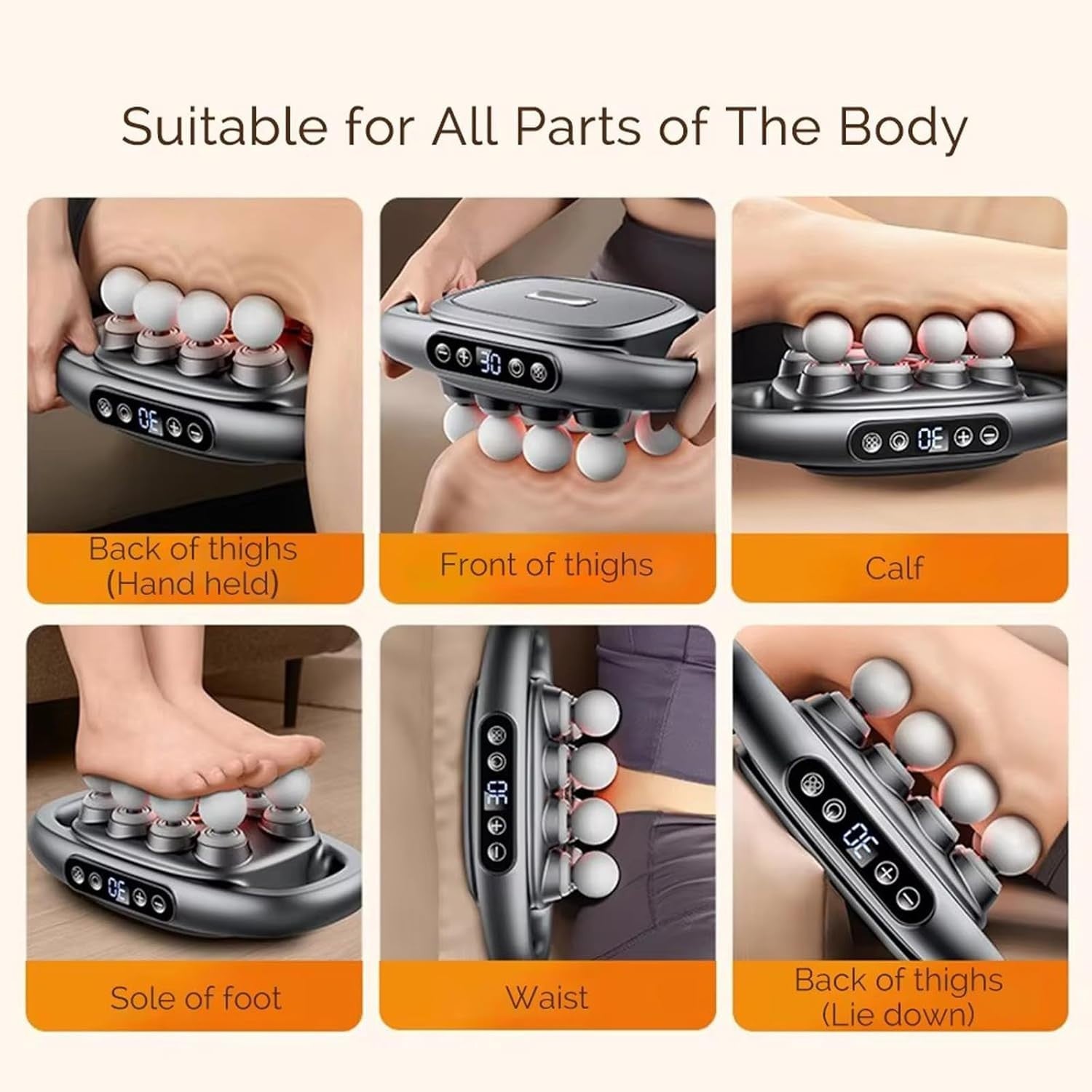 Deep Tissue Body Massager Electric Kneading Muscle Relief 8 Head Handheld