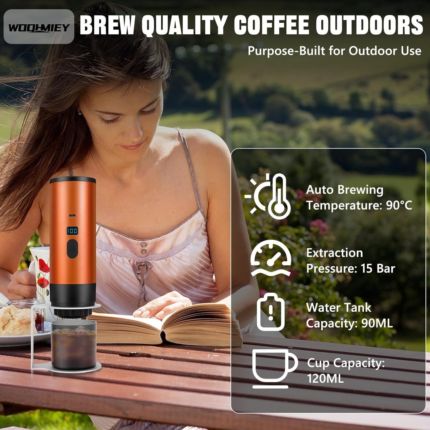 Portable Self-Heating Espresso Maker 15Bar Travel Capsule