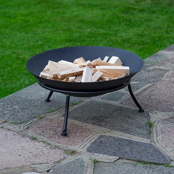 Outdoor Cast Iron Fire Pit BBQ Grill Bowl Garden Heating & Camping 45cm