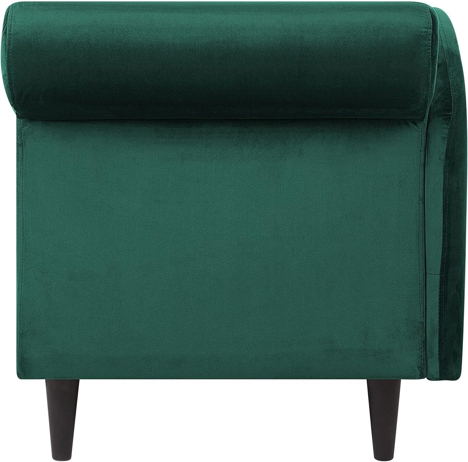 Emerald Green Velvet Chaise Lounge with Storage Right Hand Solid Wood Legs