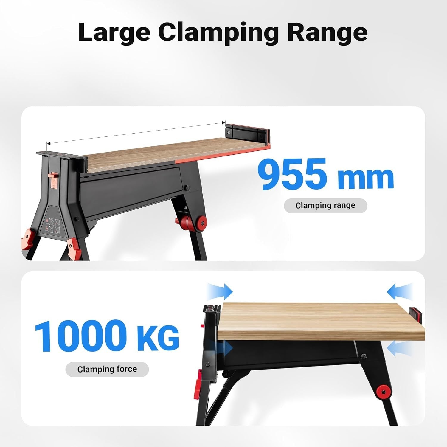 Foldable Mobile Workbench 98x88x87cm with Heavy-Duty Vice 200kg Load Capacity