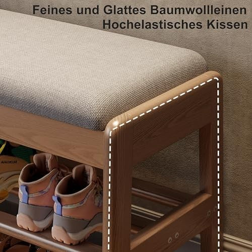 Small 2-Tier Shoe Bench with Flip-Top Storage Cushion Seat – Entryway