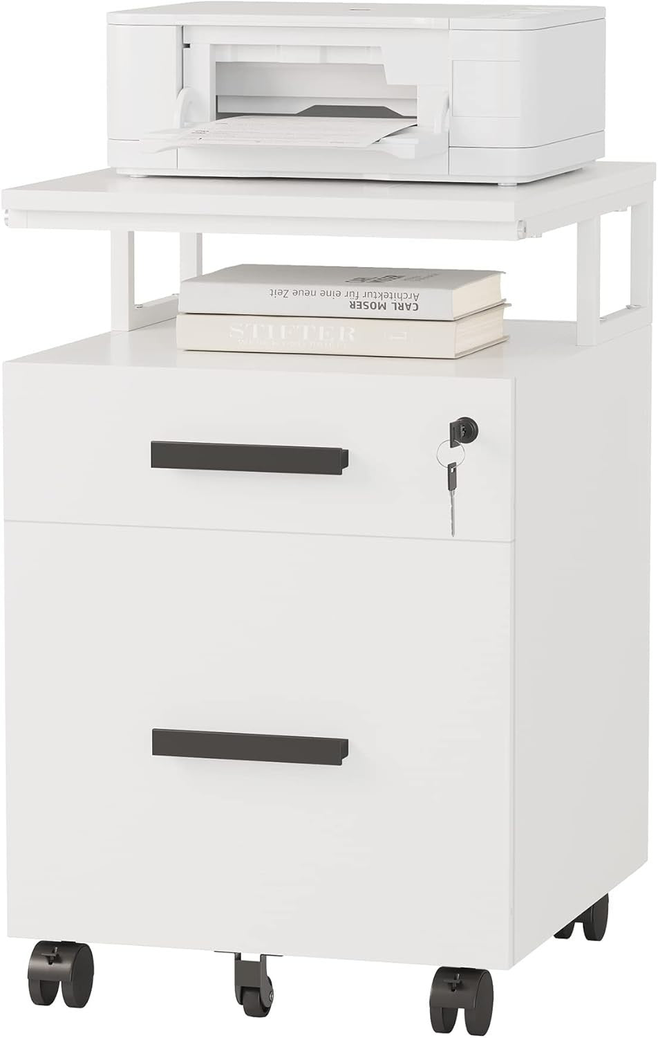 Locking Rolling File Cabinet 2 Drawer Under Desk A4 Legal Storage