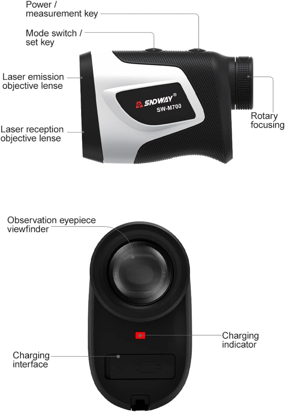 Golf Rangefinder 756 Yards Slope Flag Lock Vibration Rechargeable