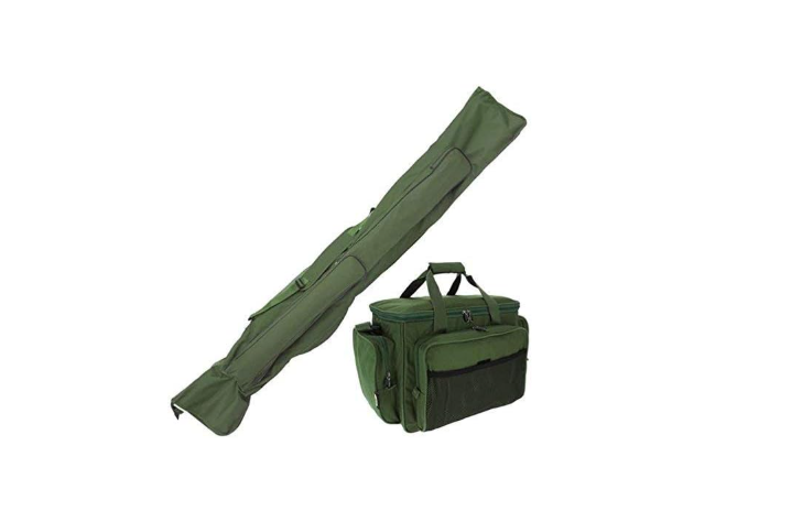Carp Fishing Carryall & Rod Holdall Set 3+3 Green Insulated 12 Rod Capacity