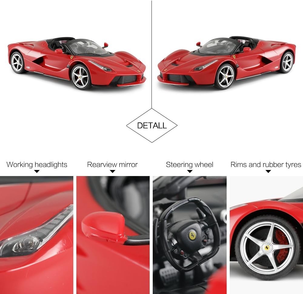 1:14 RC Car – Red Convertible with Open Doors, Working Lights & Drift